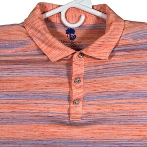 Ocean & Coast Mens XXL Polo Shirt Orange Purple Striped Space Dye Short Sleeve